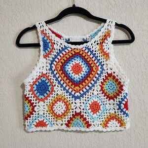 Altar'd State Vibrant Boho-style Crochet Crop Tank Top